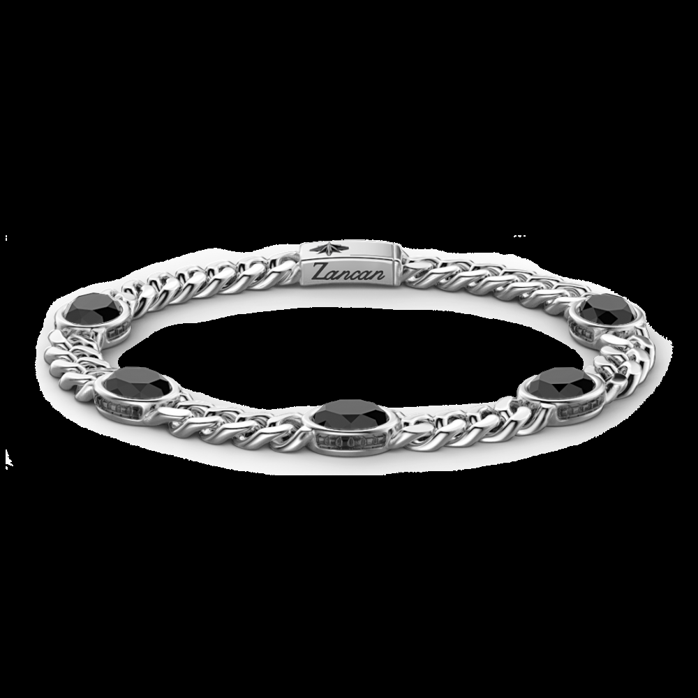 Zancan Bracciale a grumetta Zancan in argento con pietre nere
