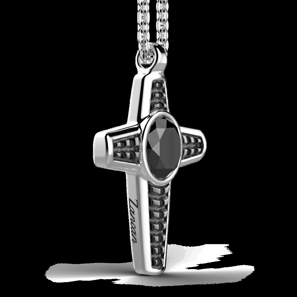 Zancan Collana Zancan in argento con pendente a croce e pietra nera Offerte esclusive