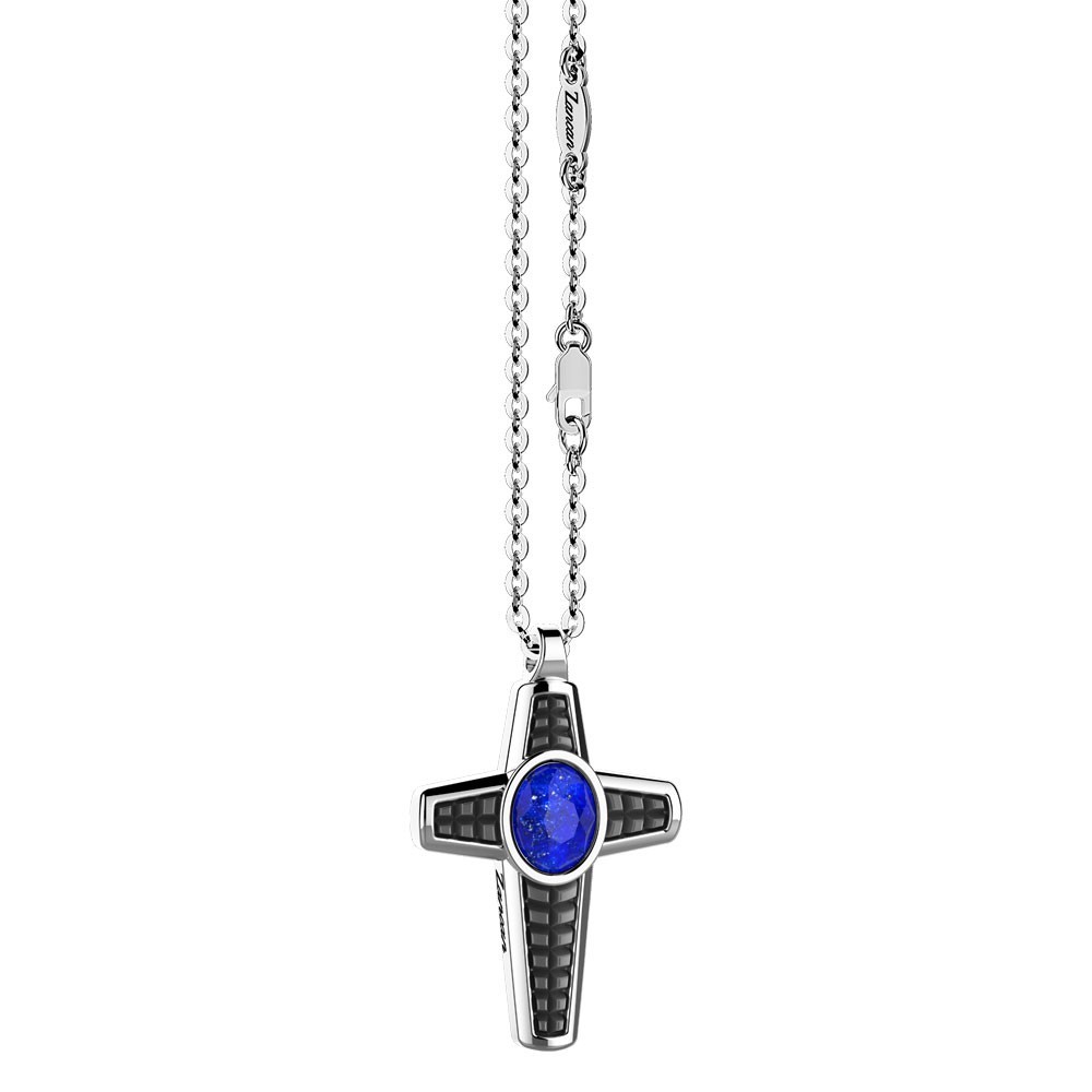 Zancan Collana in argento con pendente a croce e Lapis Lightning offer