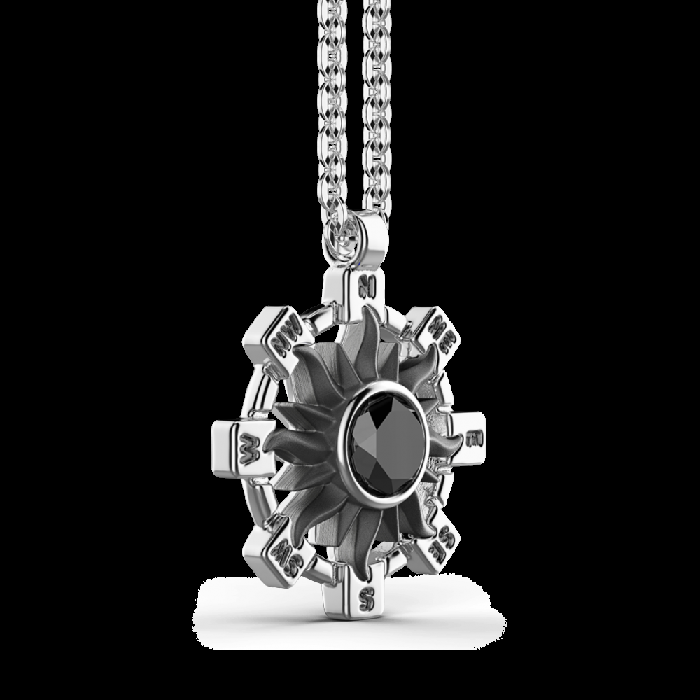 Zancan Collana Zancan in argento con pendente a sole e pietra nera Bestseller
