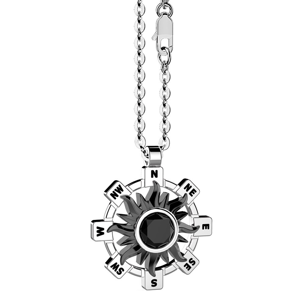Zancan Collana Zancan in argento con pendente a sole e pietra nera Bestseller