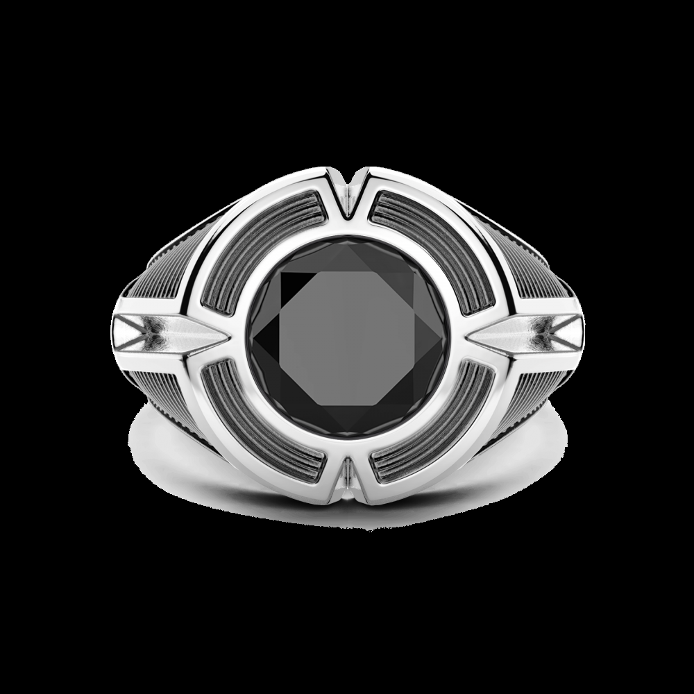 Zancan Anello chevalier Zancan in argento con pietra onice centrale