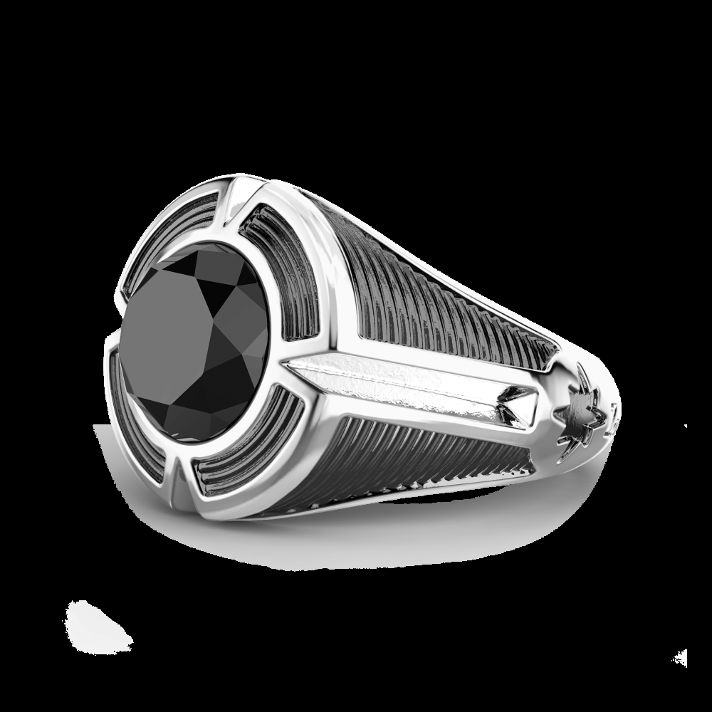 Zancan Anello chevalier Zancan in argento con pietra onice centrale Liquidazione