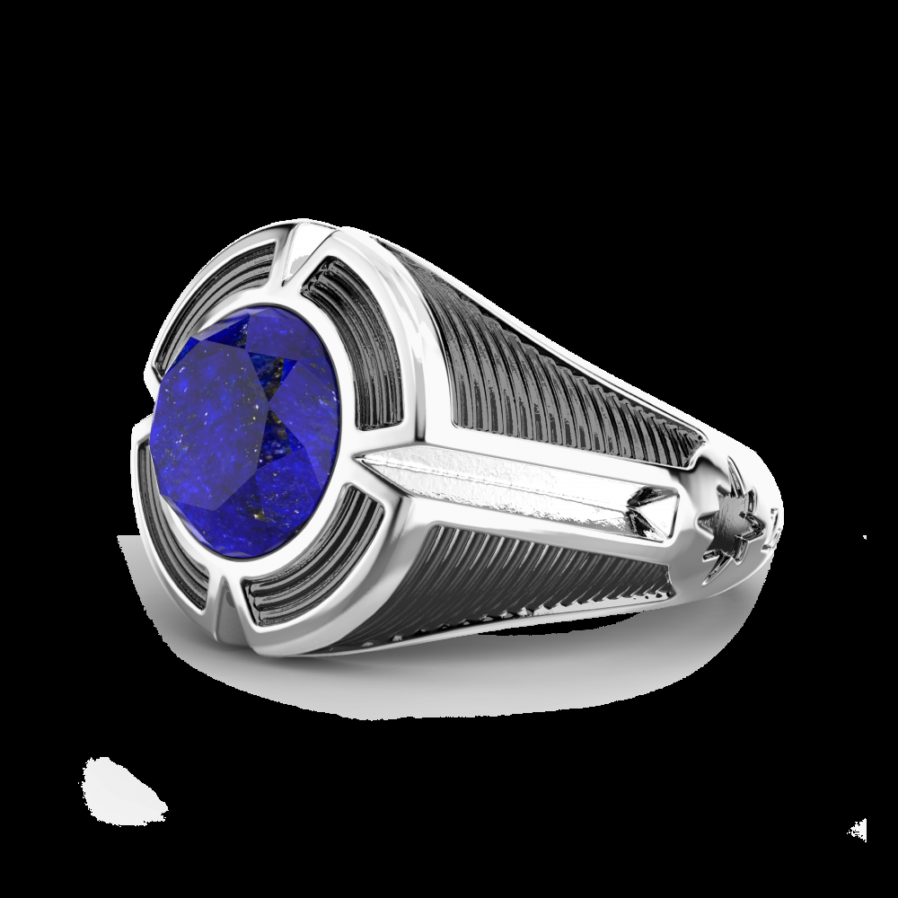 Zancan Anello chevalier Zancan in argento con pietra lapis centrale Comprane uno, ottenene uno gratis