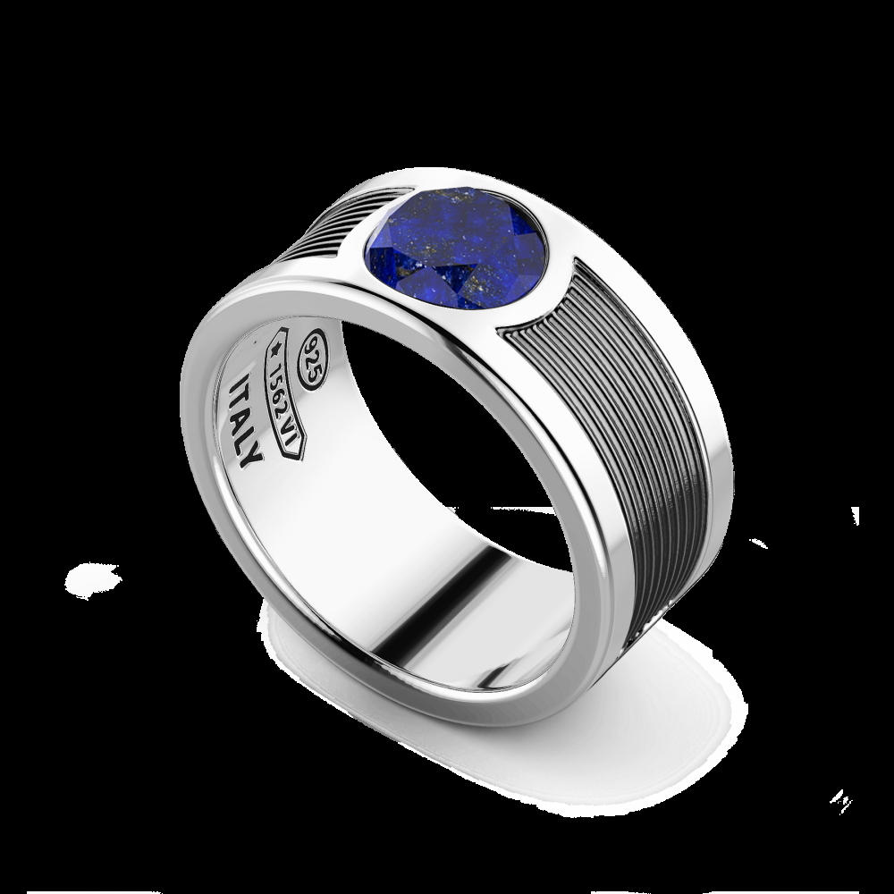 Zancan Anello a fascia Zancan in argento con pietra lapis centrale Sconti VIP