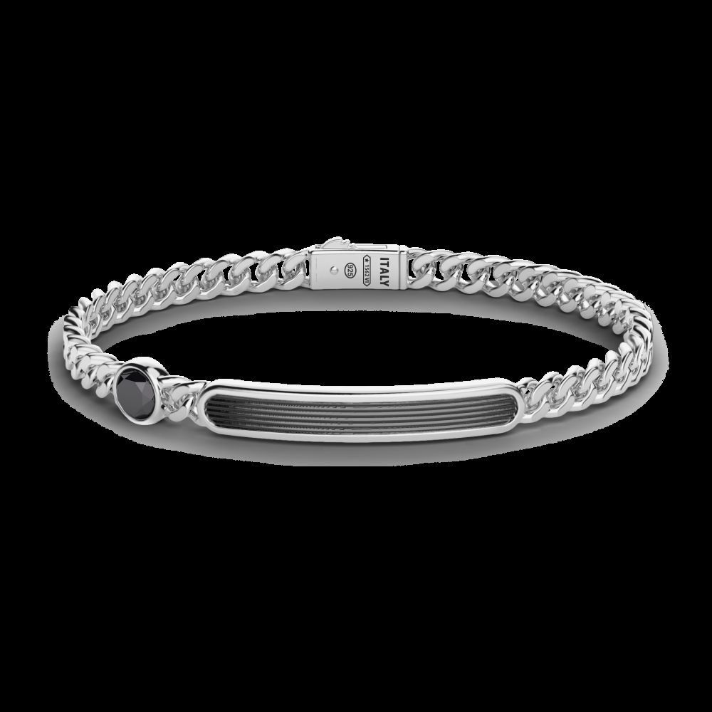 Zancan Bracciale a grumette Zancan in argento con targa e pietre onice
