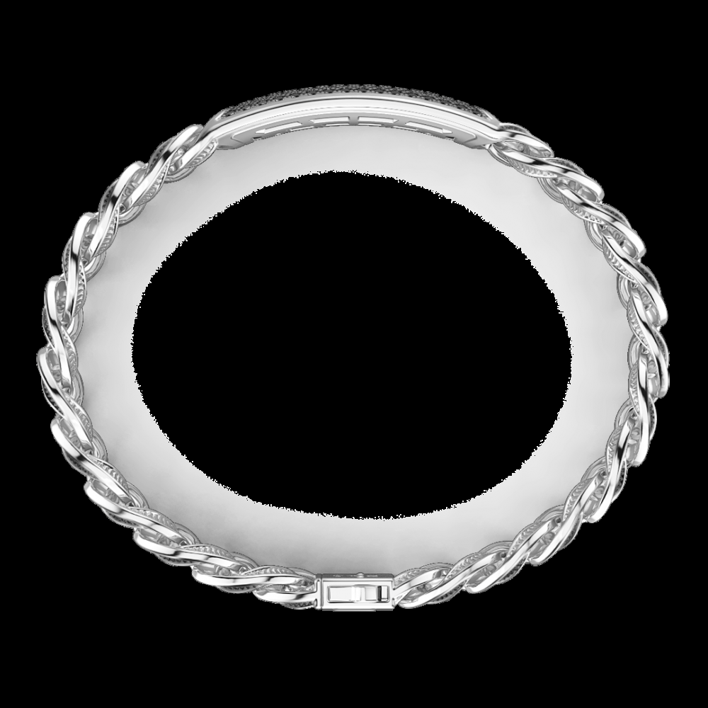 Zancan Bracciale grumetta larga Zancan in argento con finitura striatae targa con pietre nere Limitato a 3 giorni