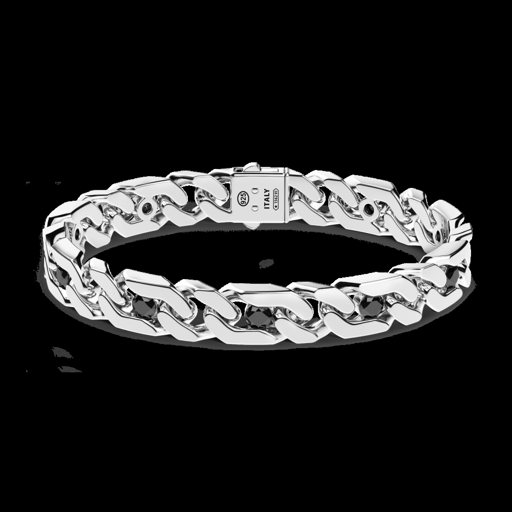 Zancan Bracciale a grumette Zanca in argento con pietre nere