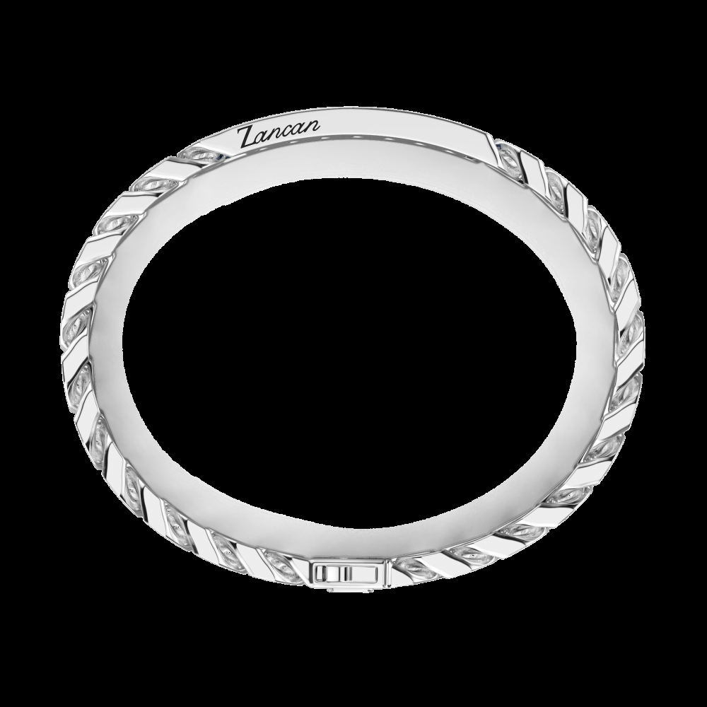 Zancan Bracciale a grumette Zanca in argento con targa e pietre nere In vendita