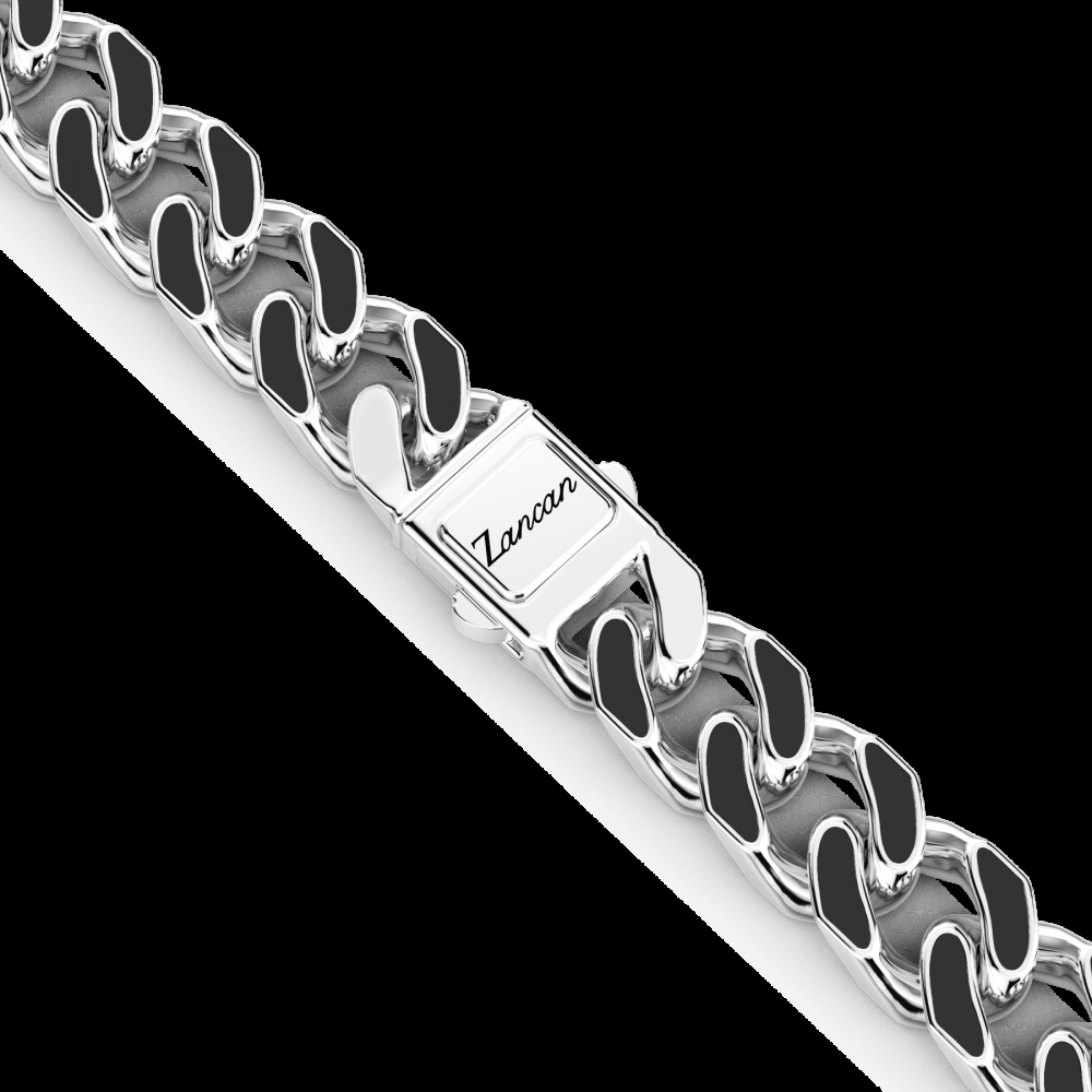 Zancan Collana a grumette Zanca in argento con smalto nero Vendita Calda