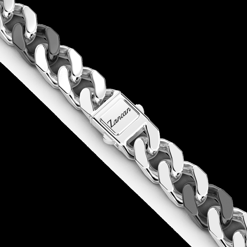 Zancan Collana a grumette Zanca in argento e ceramica nera Vendita Economica