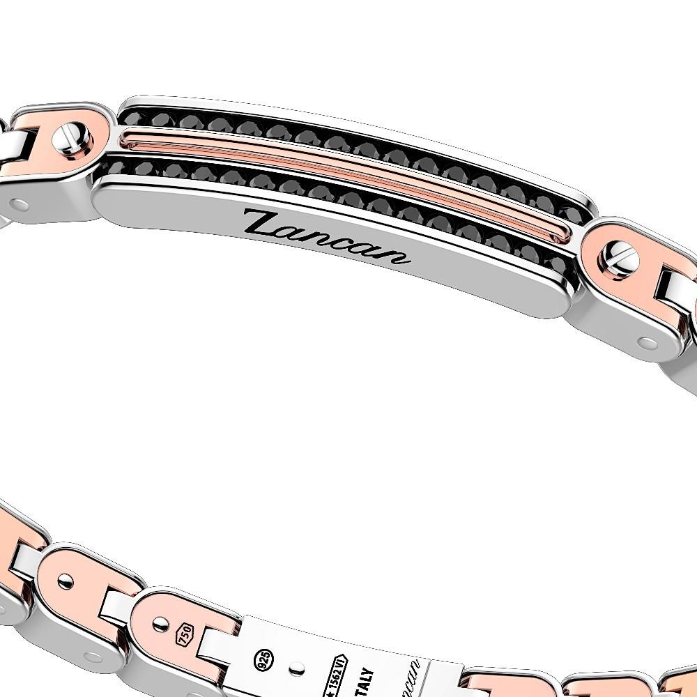 Zancan Bracciale Zancan in oro 18k ed argento con targa e pietre nere Sconti VIP