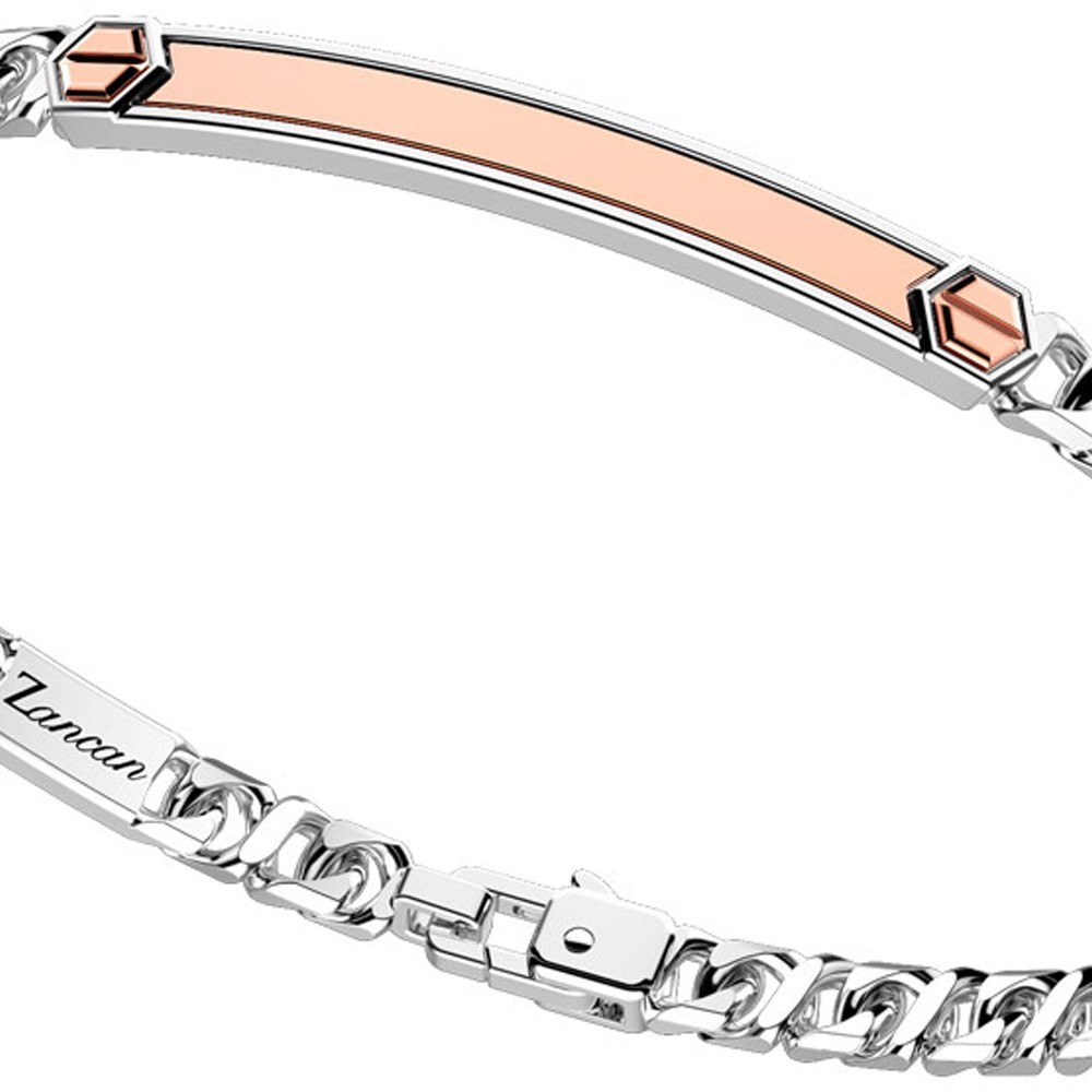 Zancan Bracciale a grumetta Zancan in argento con targa ed inserti in oro rosa Only for today