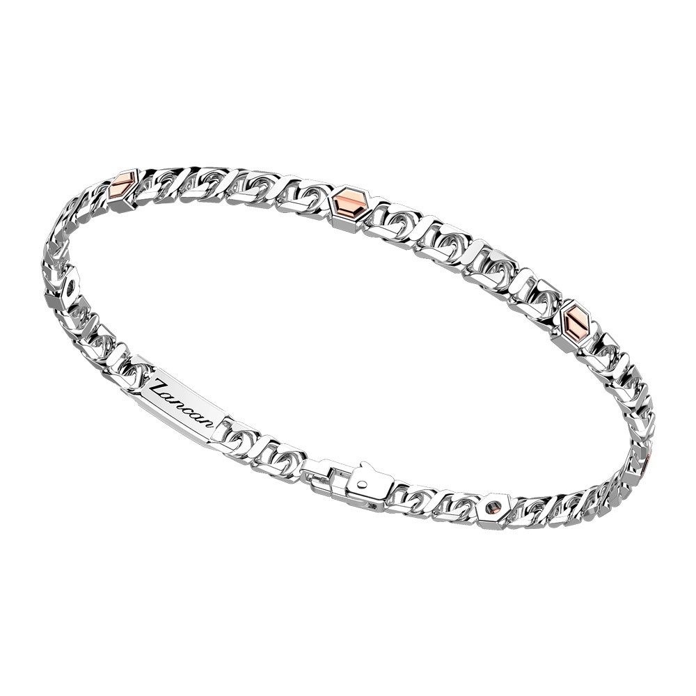 Zancan Bracciale a grumetta Zancan in argento con viti in oro rosa
