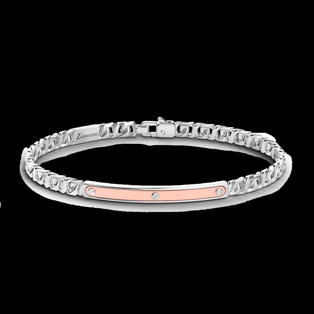 Zancan Bracciale a grumetta Zancan in argento con targa ed inserti in oro rosa Solo un giorno rimasto
