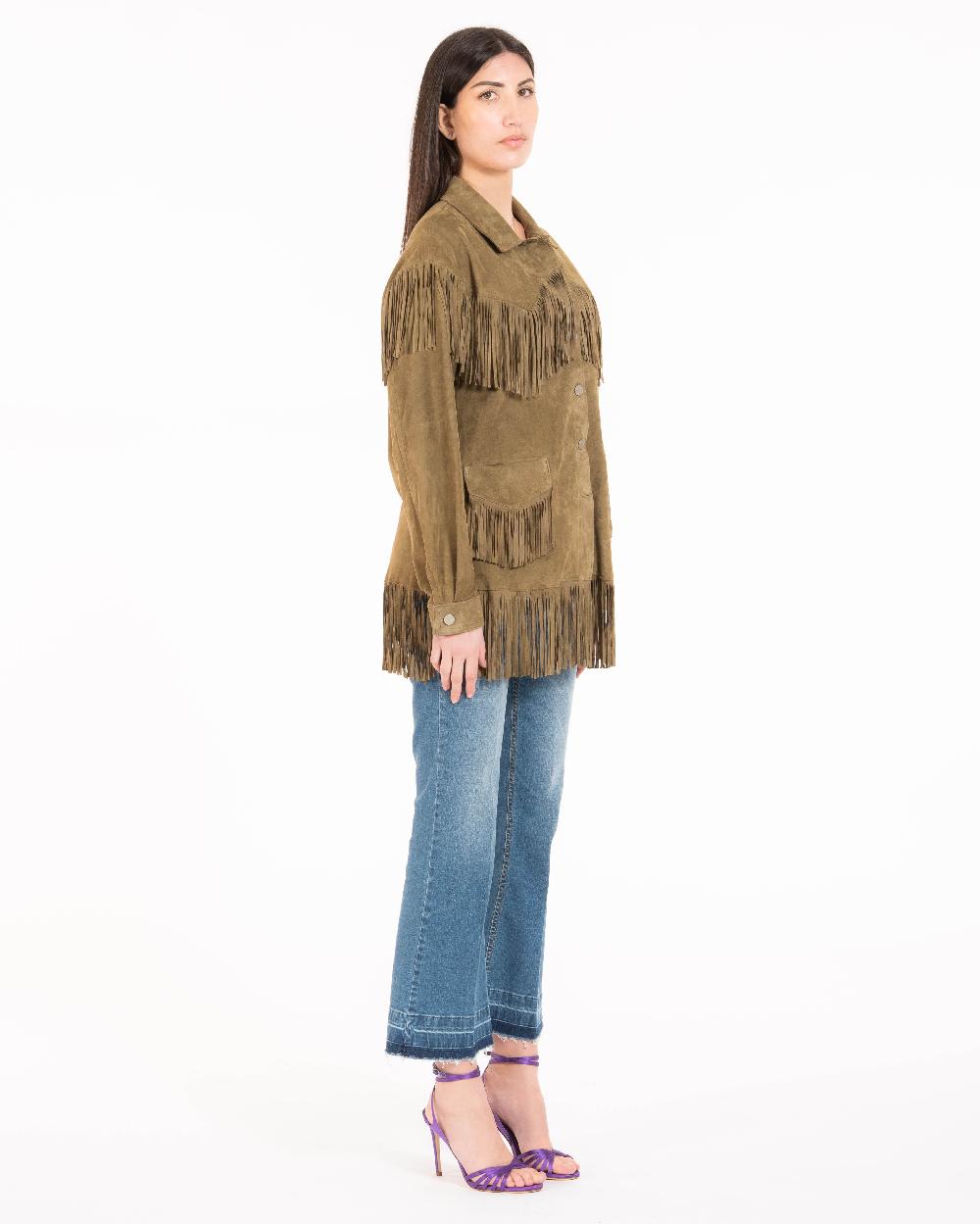 Alessandra chamonix PAIGE SALVIA / GIACCA CON FRANGE Nuovo