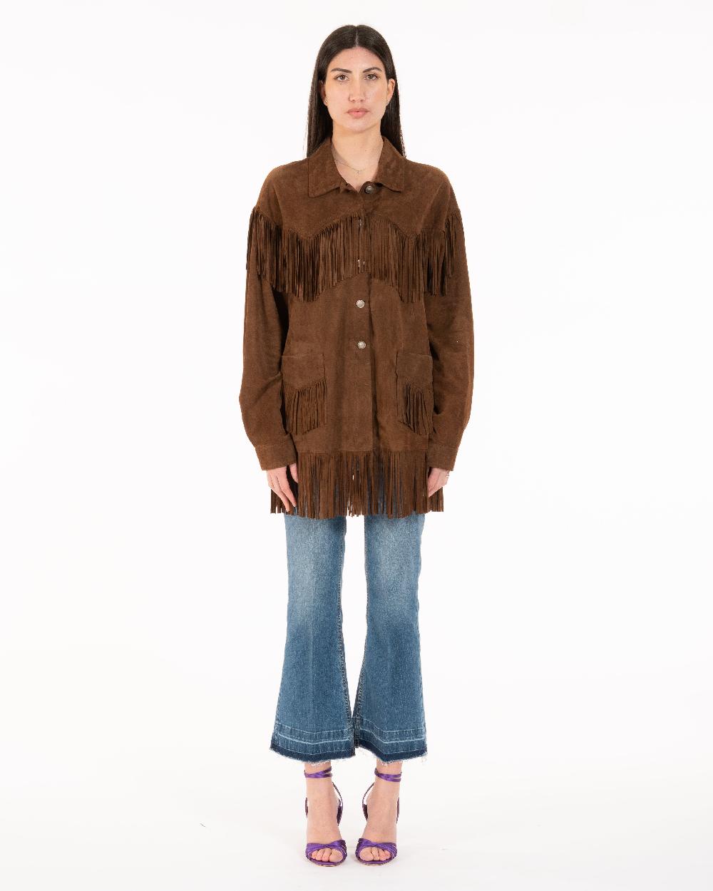 Alessandra chamonix PAIGE COGNAC / GIACCA CON FRANGE Vendita