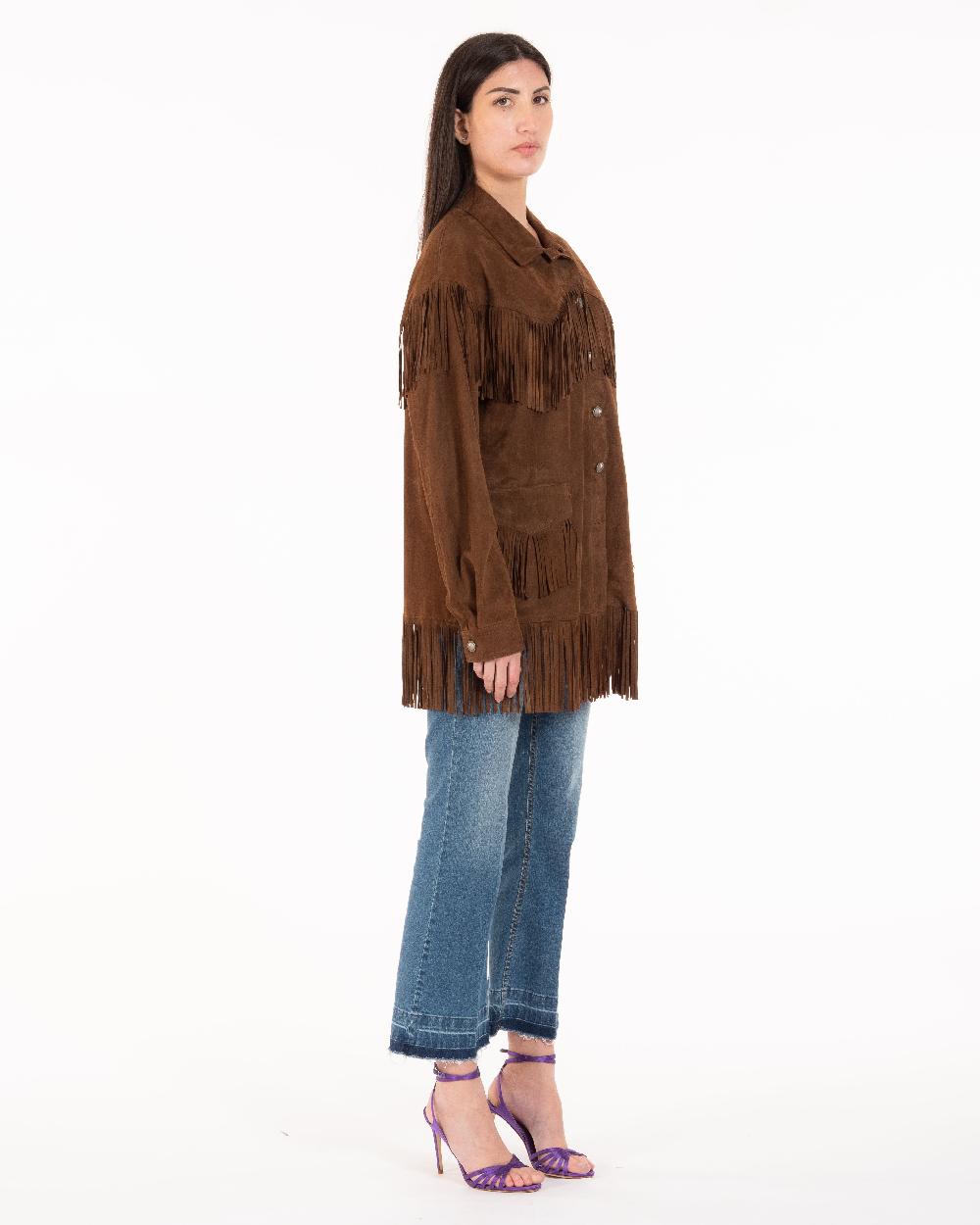 Alessandra chamonix PAIGE COGNAC / GIACCA CON FRANGE Vendita