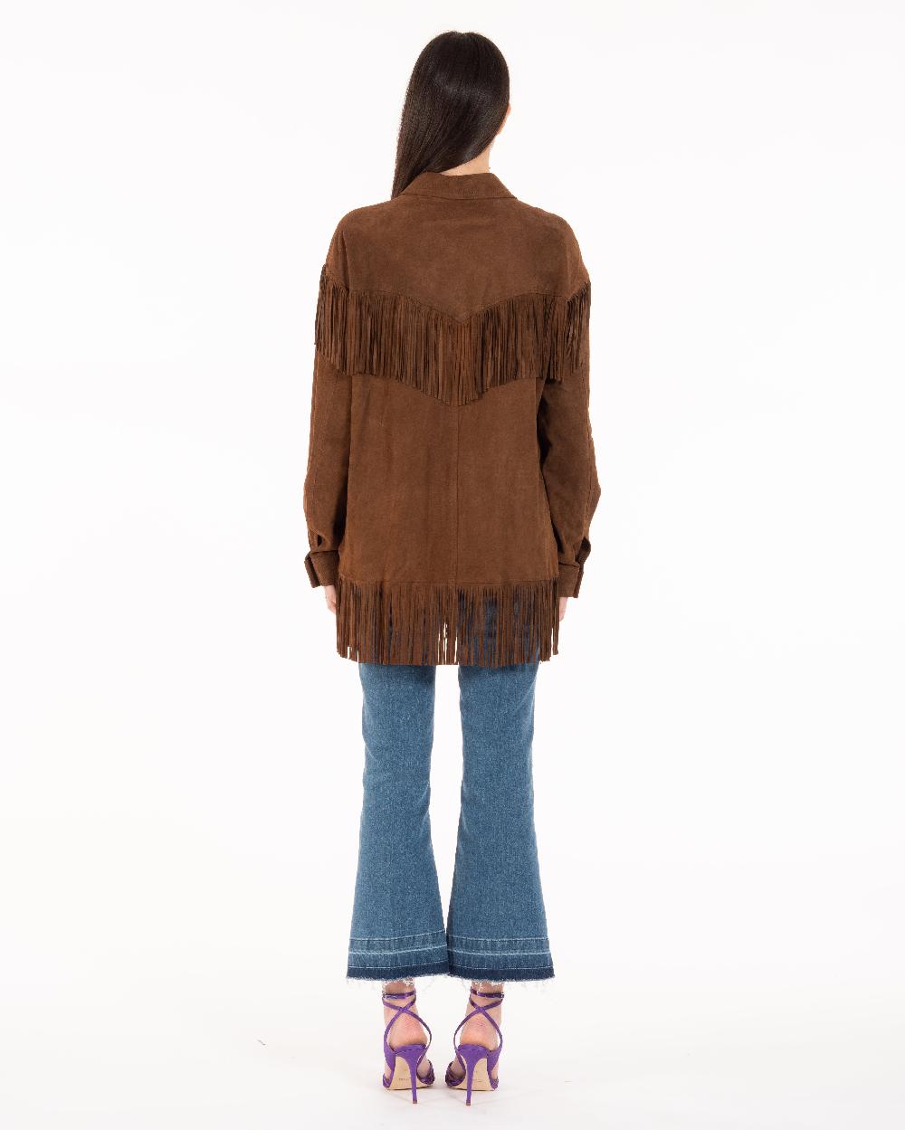 Alessandra chamonix PAIGE COGNAC / GIACCA CON FRANGE Vendita