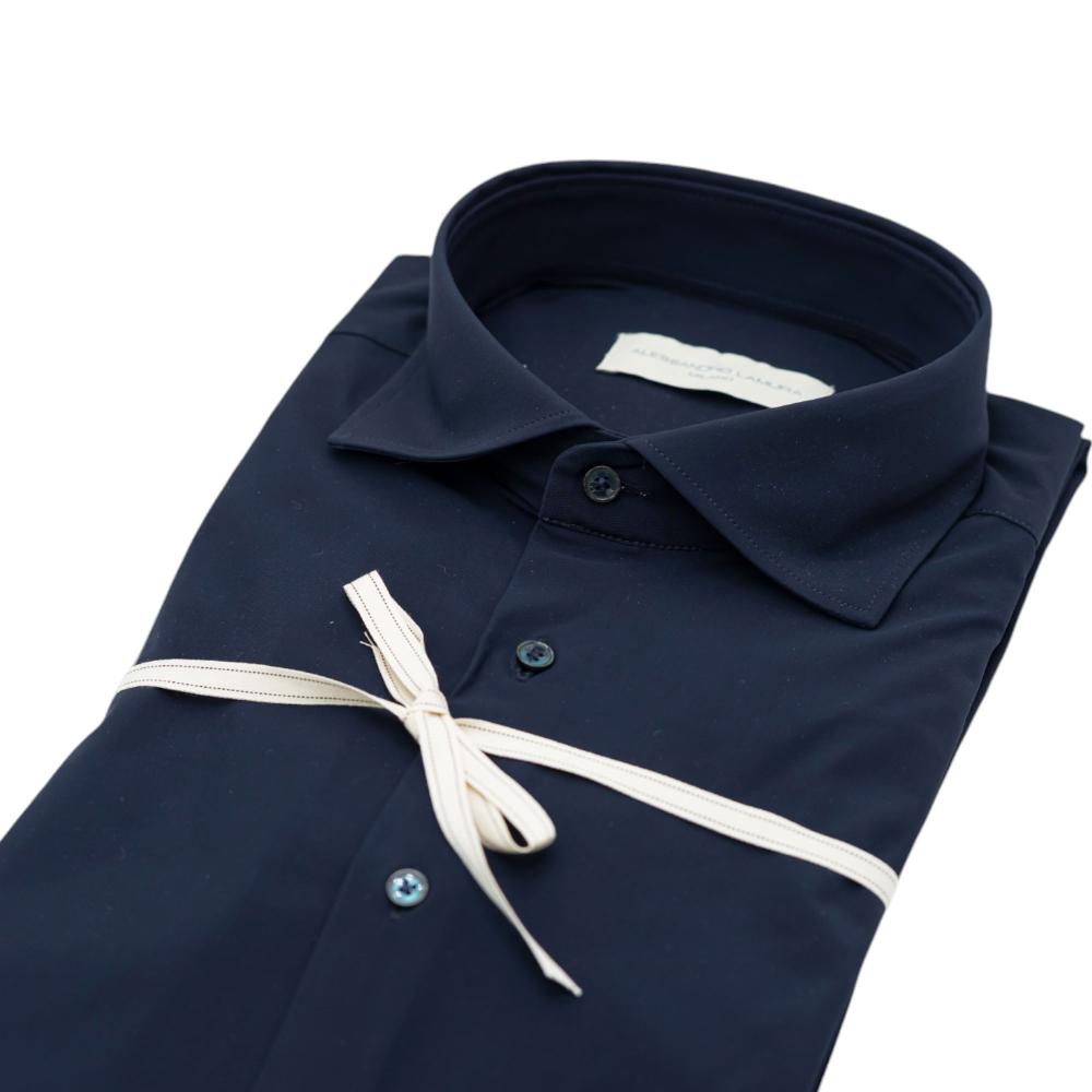Alessandro Lamura Camicia tinta unita blu notte In Linea