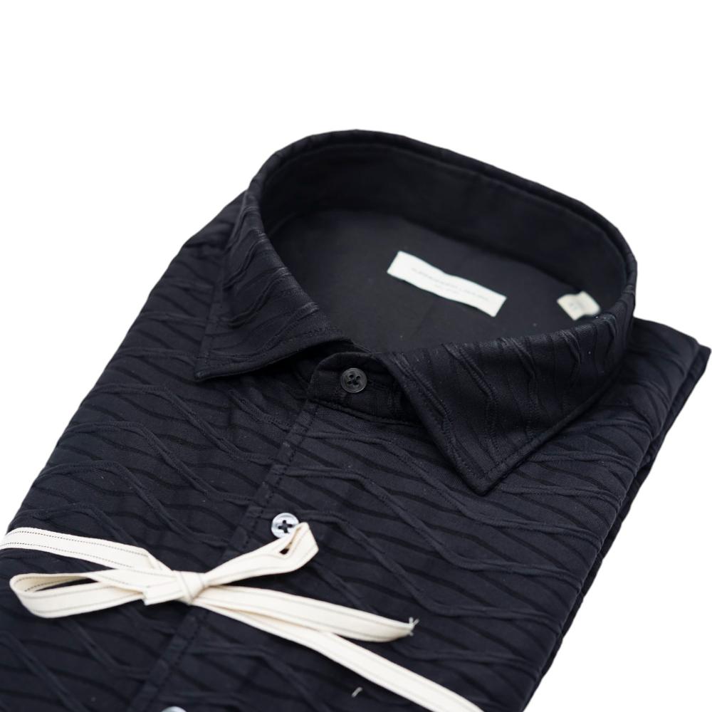 Alessandro Lamura Camicia Nera con Texture in Rilievo Sottocosto