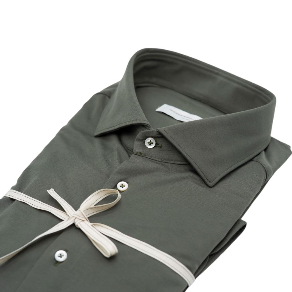 Alessandro Lamura Camicia in Maglina Verde Oliva Tinta Unita Sconto