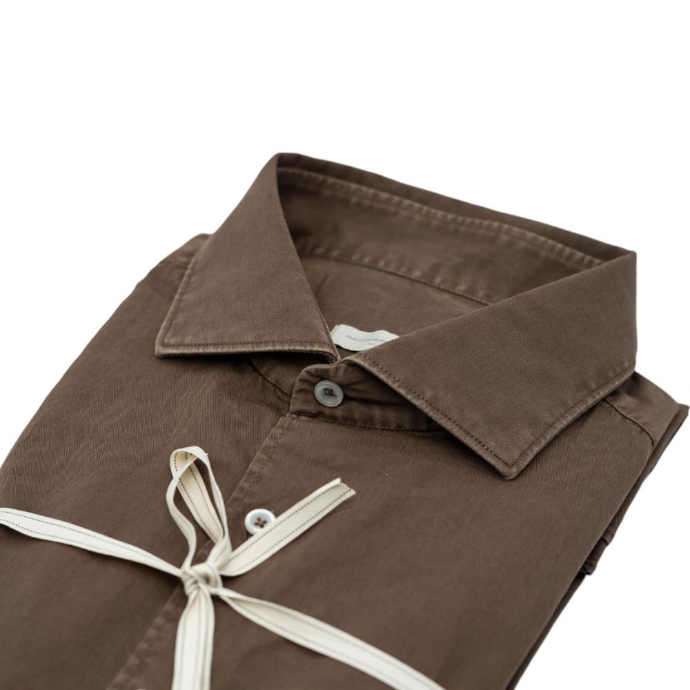 Alessandro Lamura Camicia in Gabardine Tinta in Capo Fango Saldi
