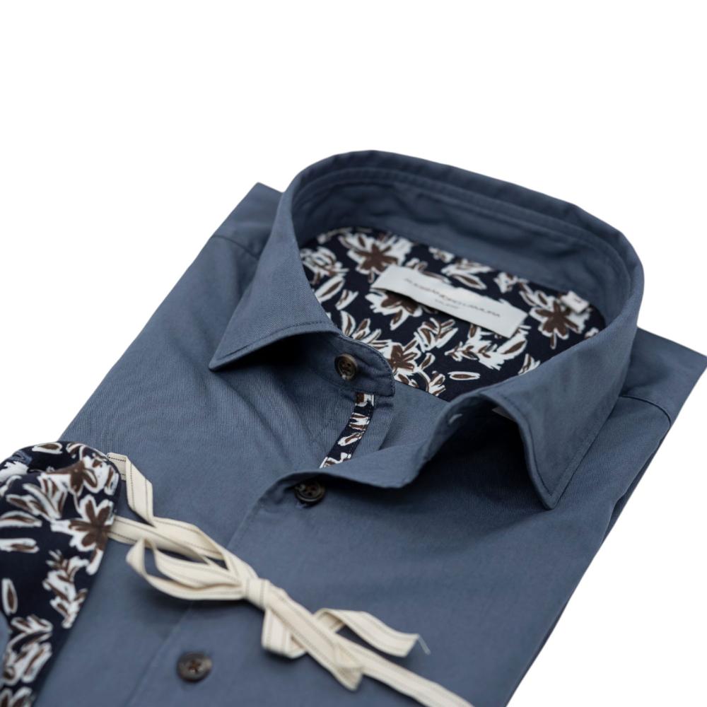Alessandro Lamura Camicia Grigio Scuro Con Dettagli Floreali a Contrasto Vendite Flash