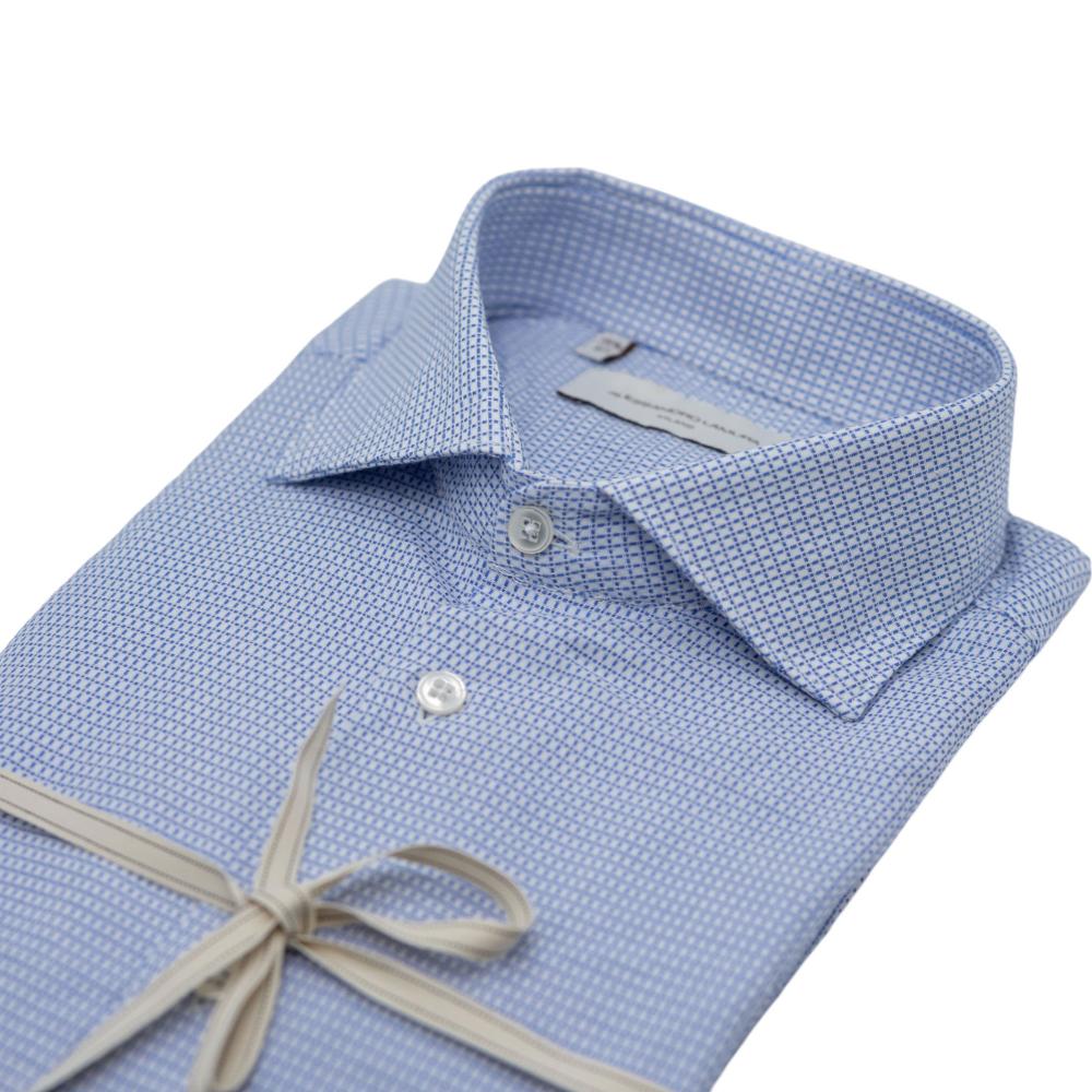 Alessandro Lamura Camicia Microfantasia Bianco-Blu Vendita Economica