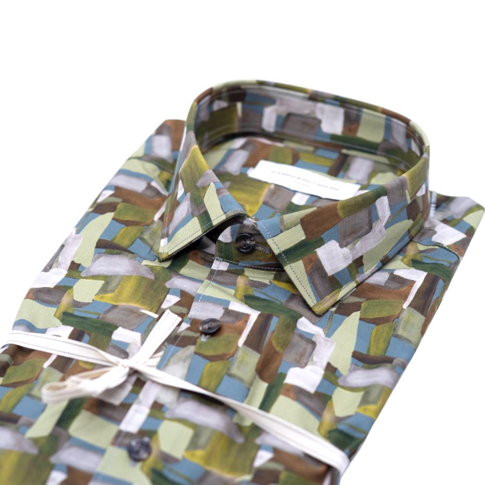 Alessandro Lamura Camicia Multicolore con Motivo Astratto a Blocchi Vendite Flash