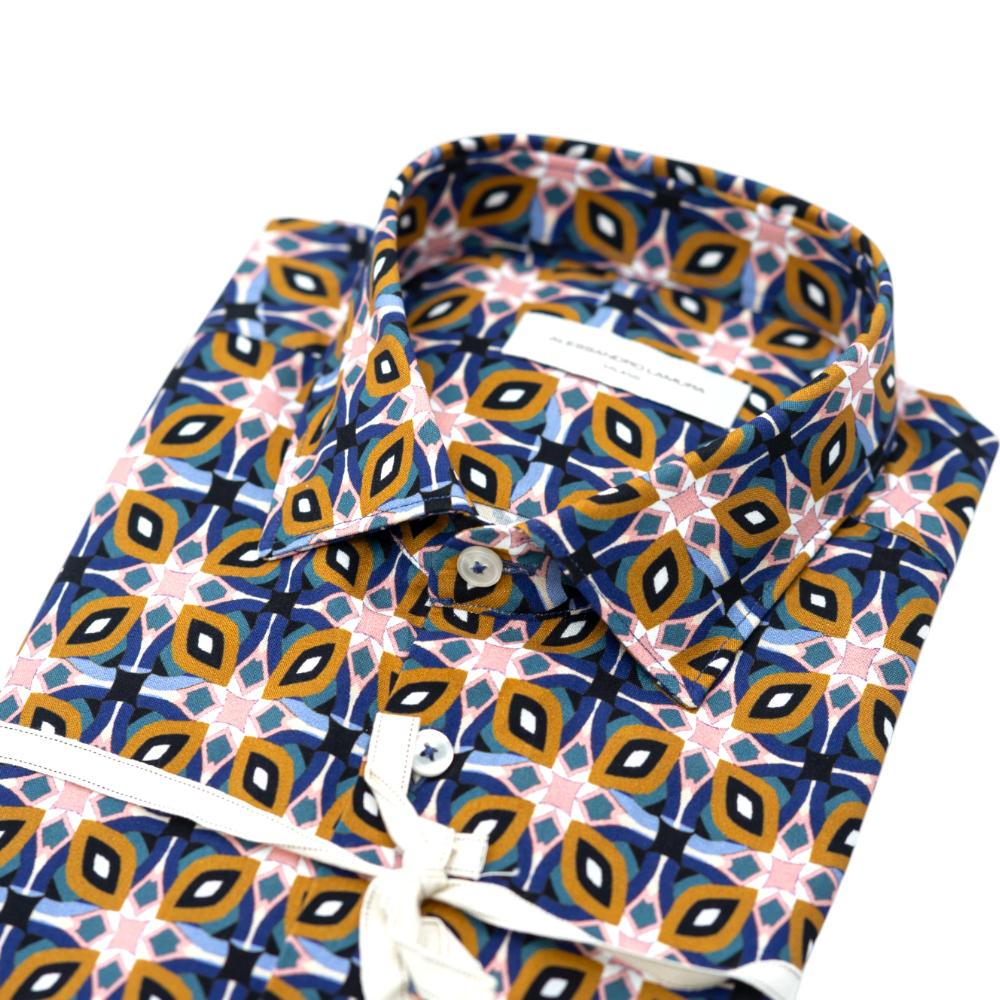 Alessandro Lamura Camicia Multicolore con Motivo Geometrico Moda