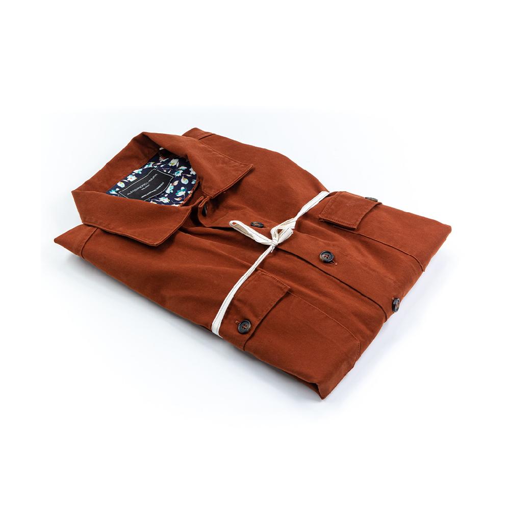 Alessandro Lamura Camicia Overshirt in Gabardine doppia – Collo Italiano con contrasti Shopping Online