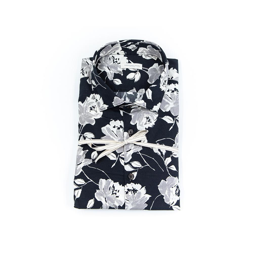Alessandro Lamura Camicia Di Cotone Stampa Rose – Collo italiano Sottocosto