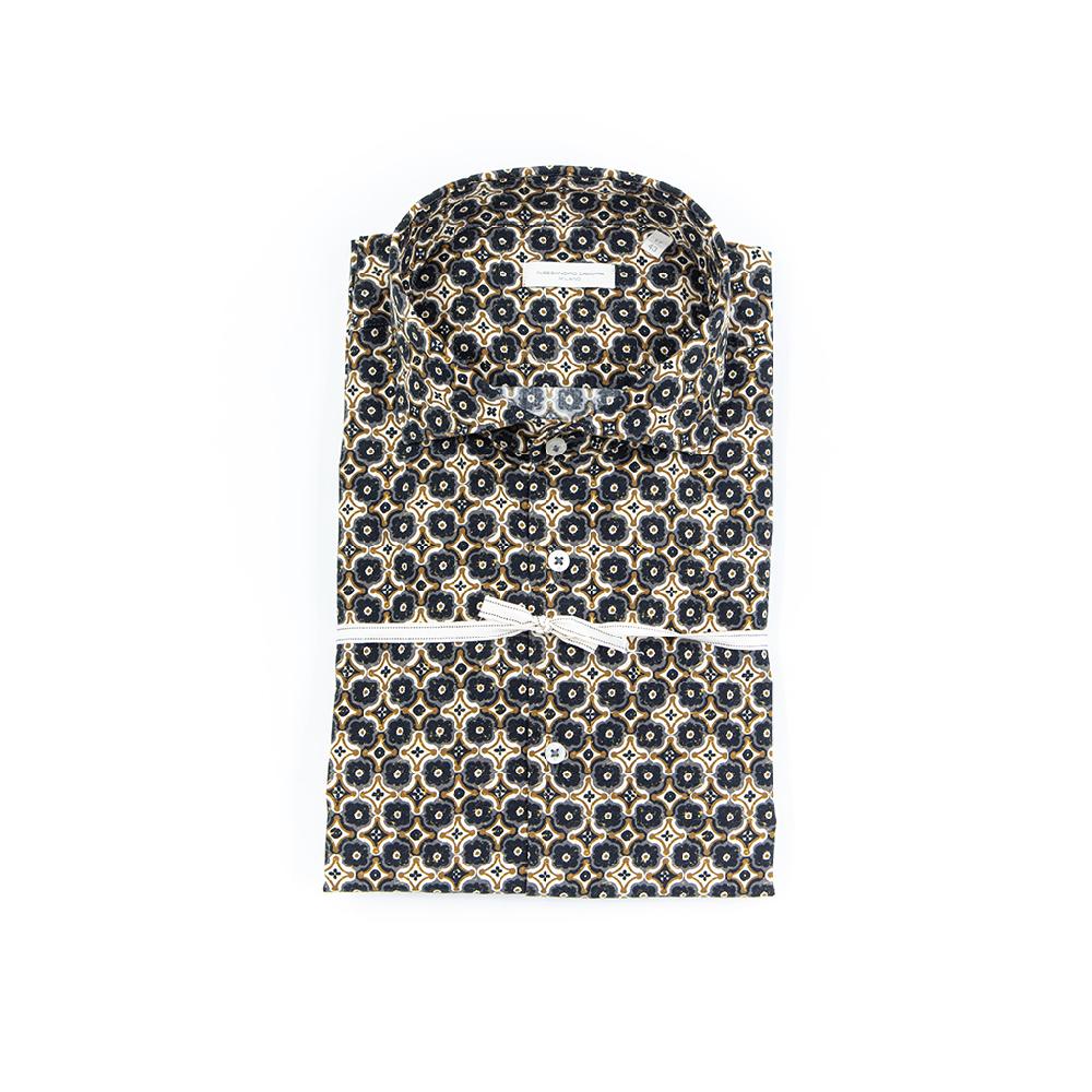 Alessandro Lamura Camicia Di Cotone Stampa Geometrica – Collo francese Hotsell