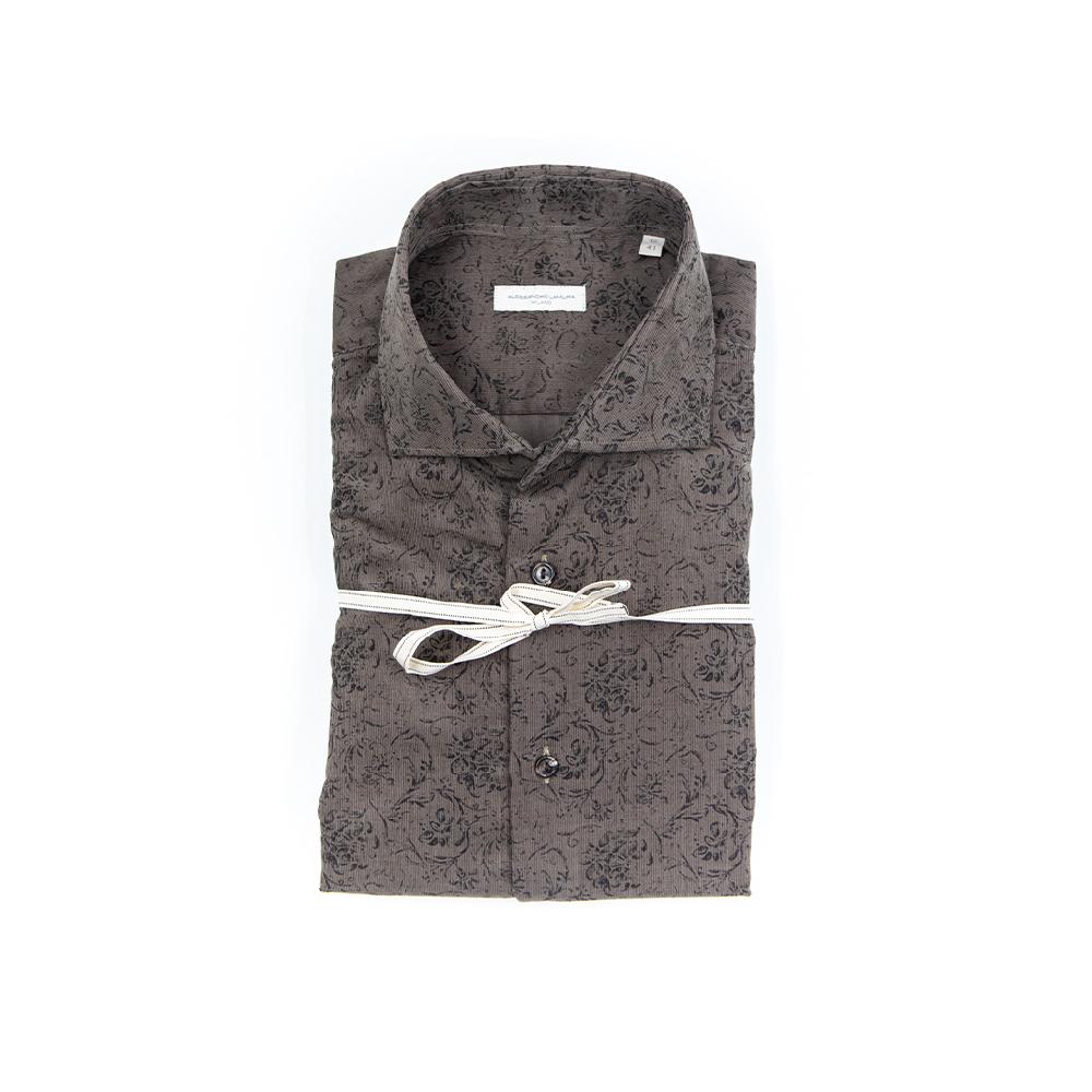 Alessandro Lamura Camicia Di Velluto Stampa Floreale – Collo francese Vendita Calda