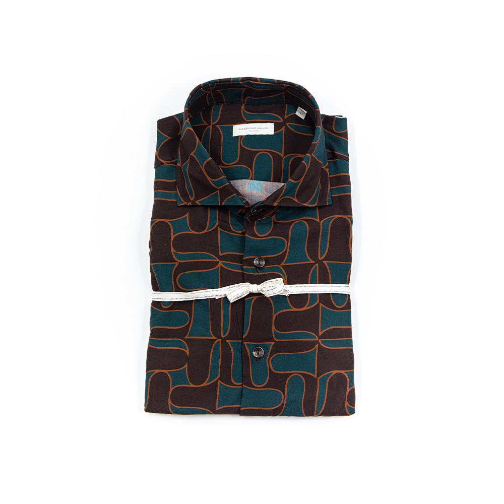 Alessandro Lamura Camicia Di Viscosa Stampa Geometrica – Collo francese Vendite Flash