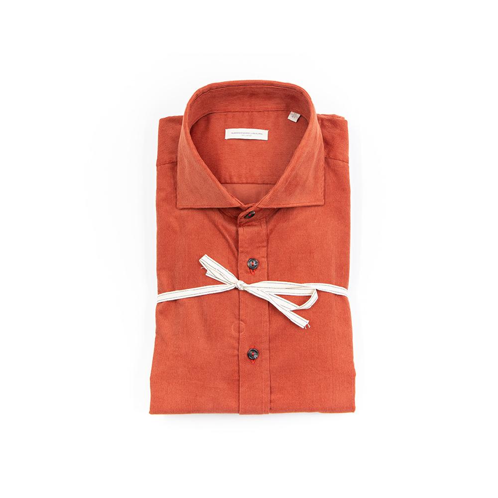 Alessandro Lamura Camicia In Velluto – 100%Cotone – Collo Francese Nuova