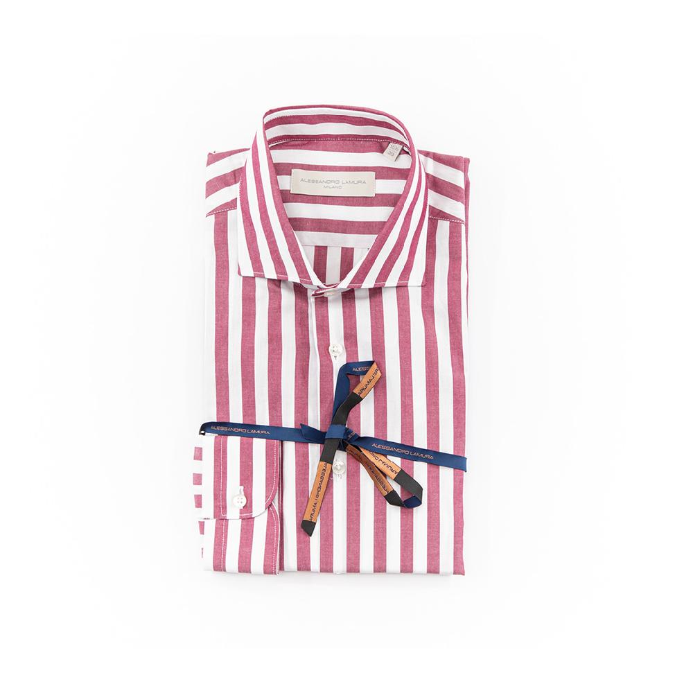 Alessandro Lamura Camicia Di Cotone Rigata – Collo francese In Linea