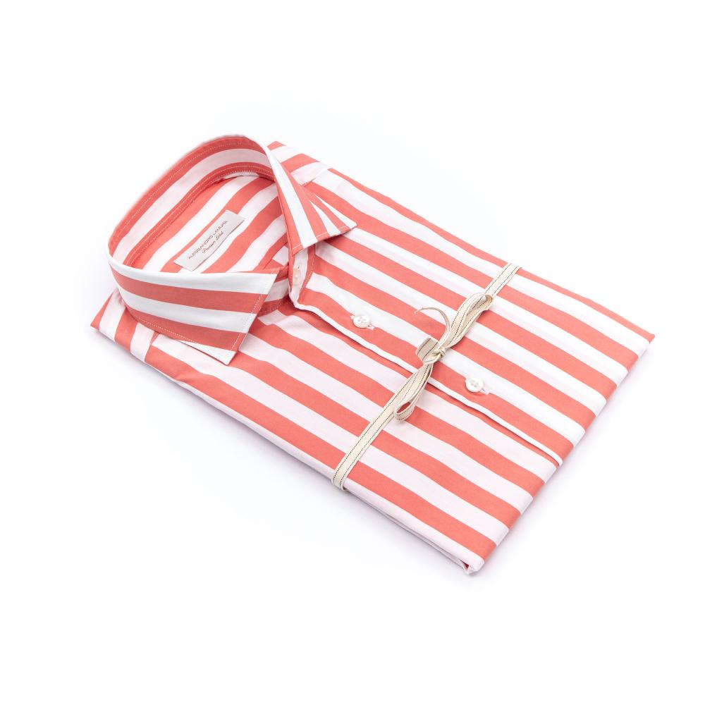 Alessandro Lamura Camicia In Cotone Rigata Collo Francese Offerta