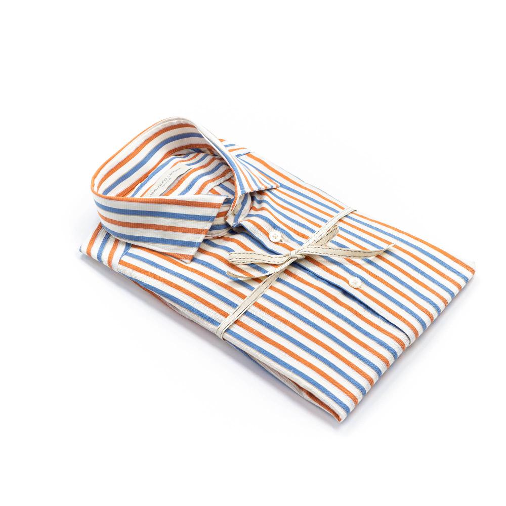 Alessandro Lamura Camicia Multicolor a Righe Groffata Collo Francese Moda