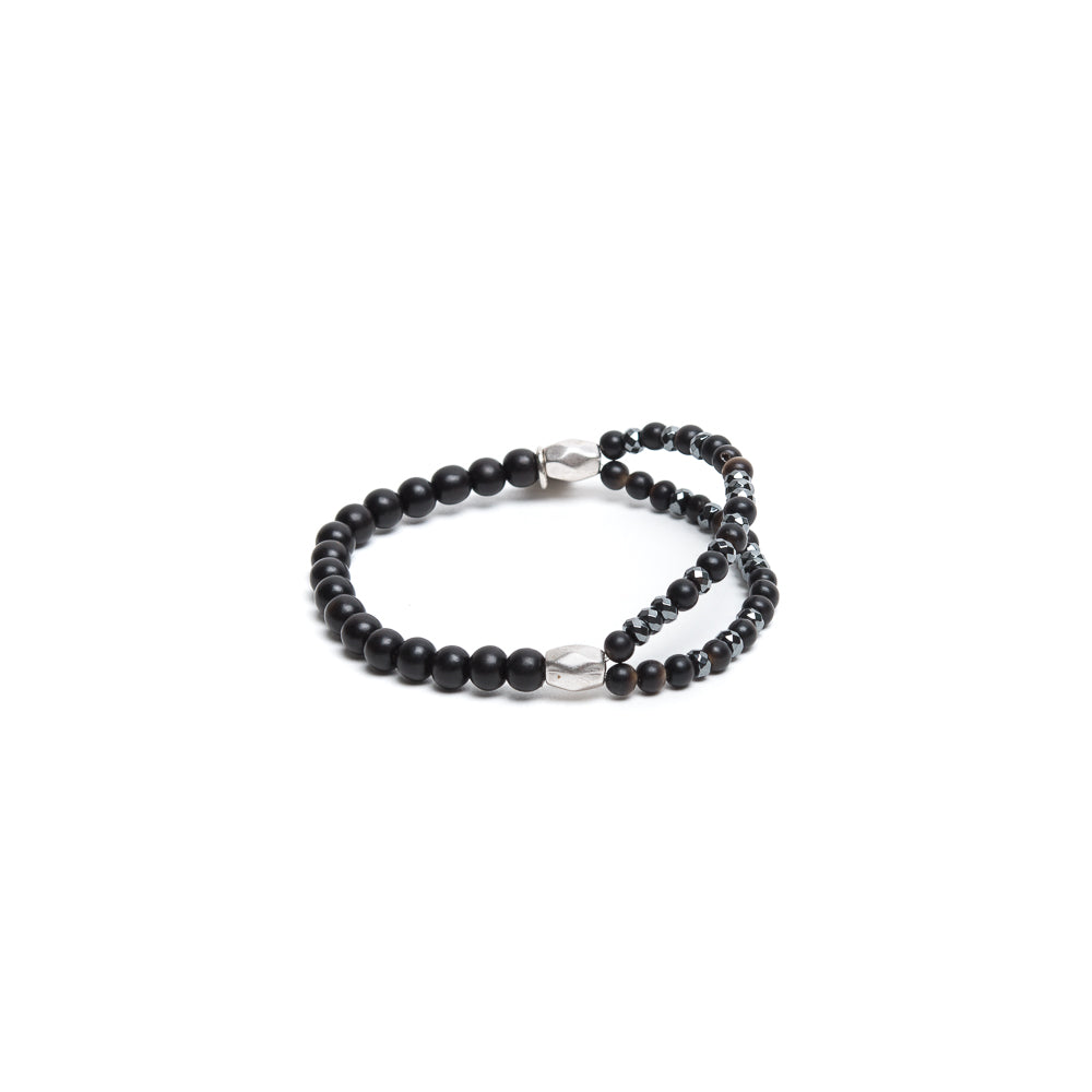 D'AMICO Bracciale Doppio EbanoEmatite Nera Vendite Flash