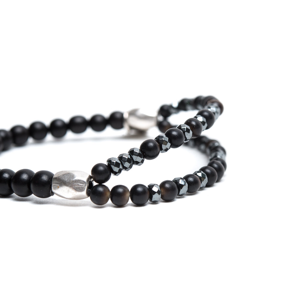 D'AMICO Bracciale Doppio EbanoEmatite Nera Vendite Flash