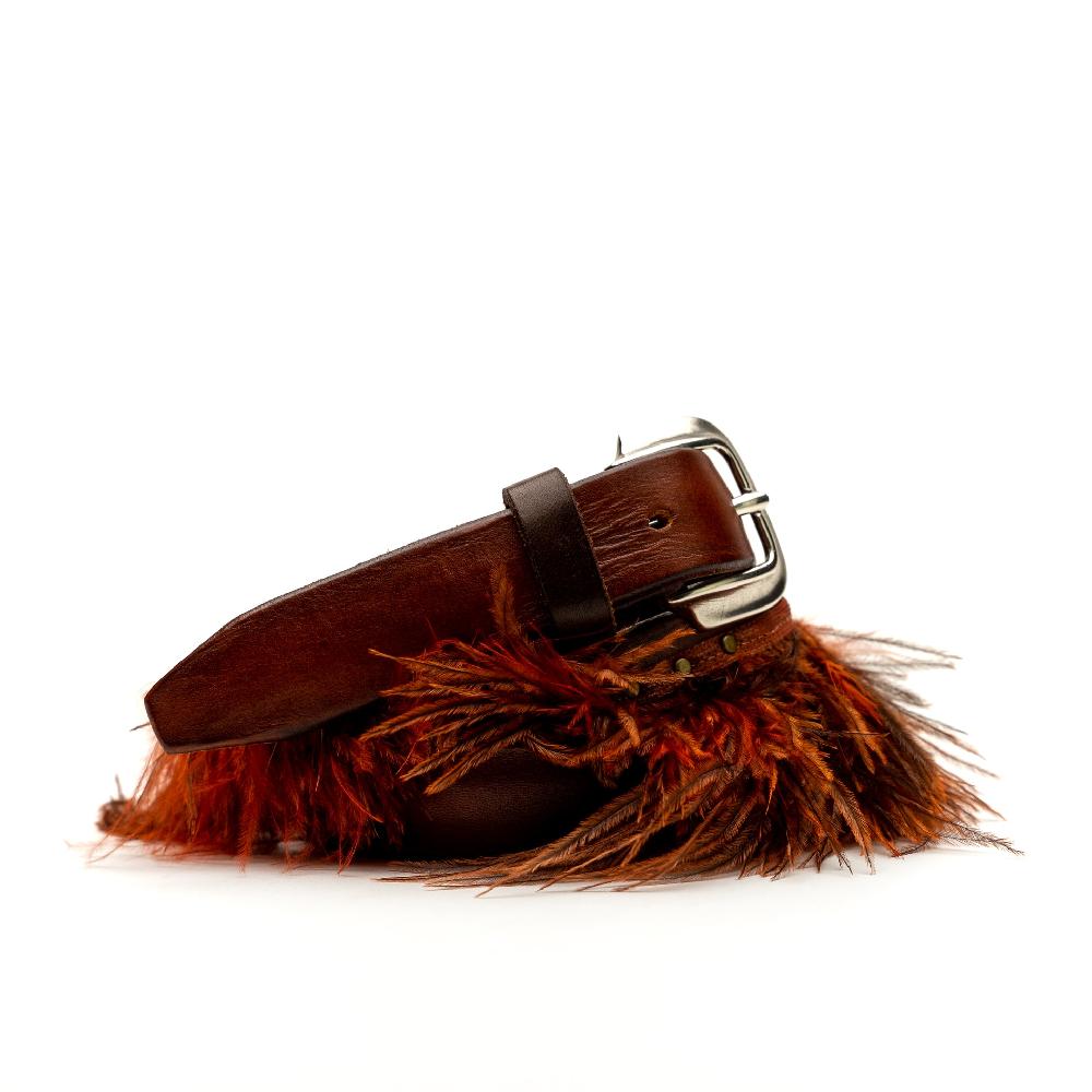 D'AMICO Cintura cuoio vintage Brown Piume e Decorazioni Navajo Affare Del Giorno