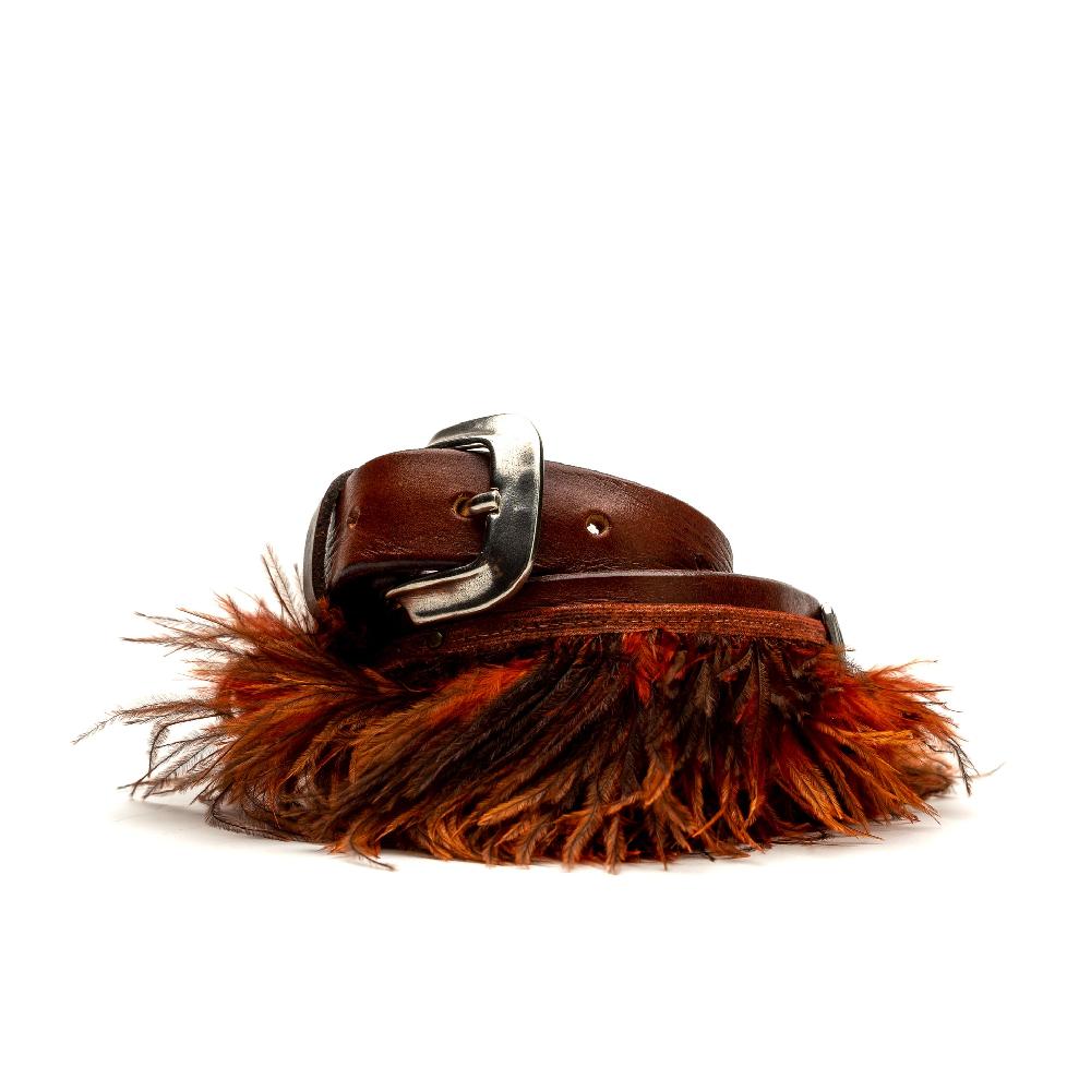 D'AMICO Cintura cuoio vintage Brown Piume e Decorazioni Navajo Affare Del Giorno
