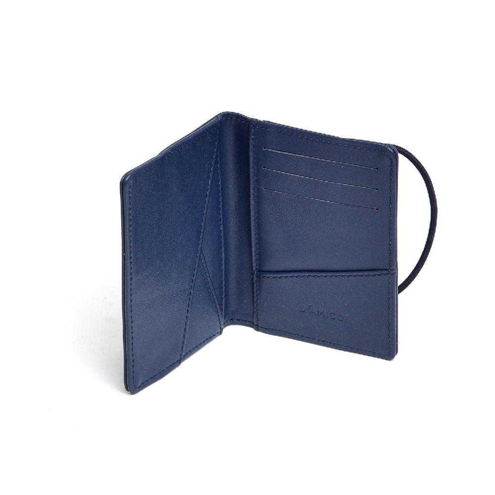 D'AMICO Portafoglio Pieghevole Classico Pelle Blu Qualità