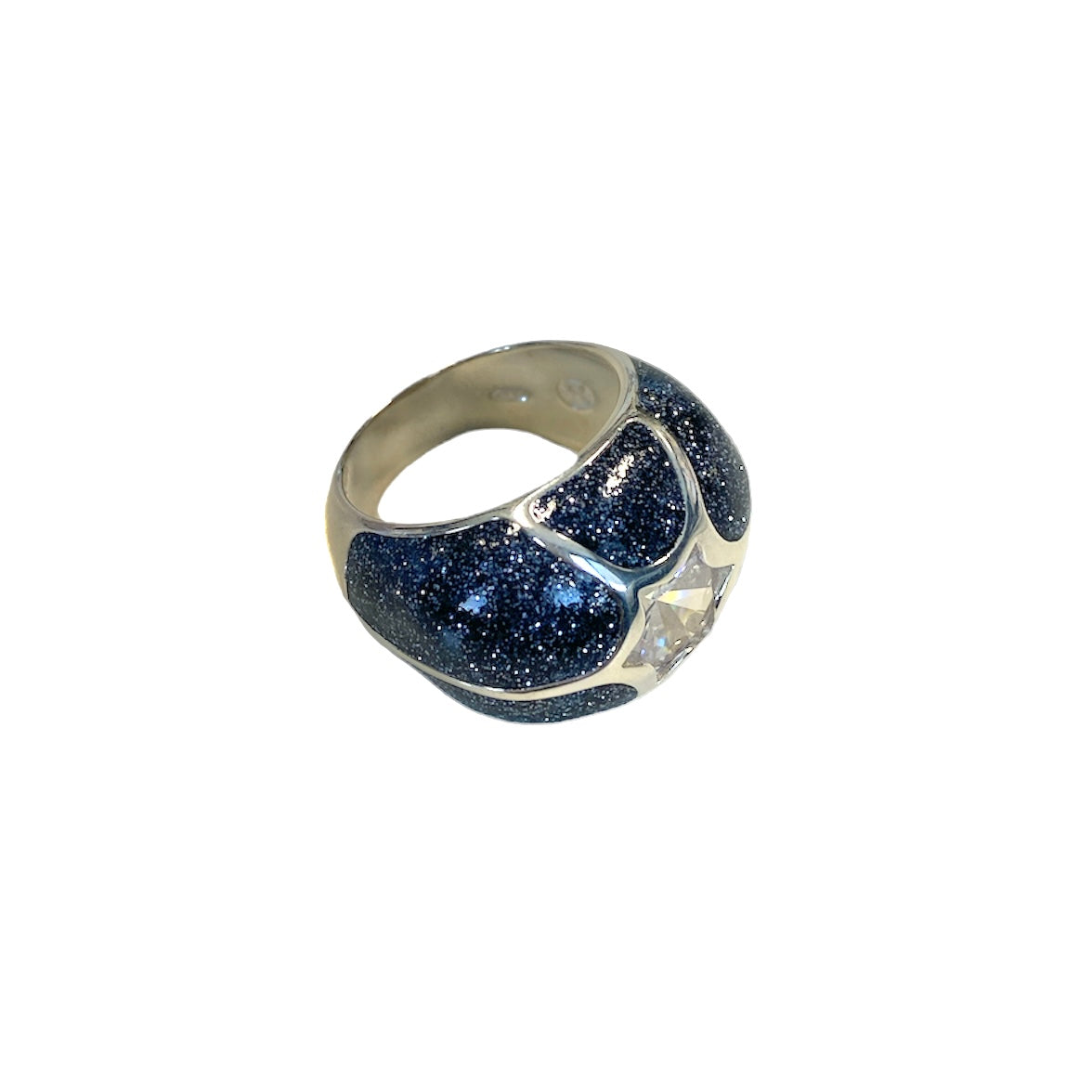 D'AMICO Anello Stella Glitter Blue Navy In Saldo