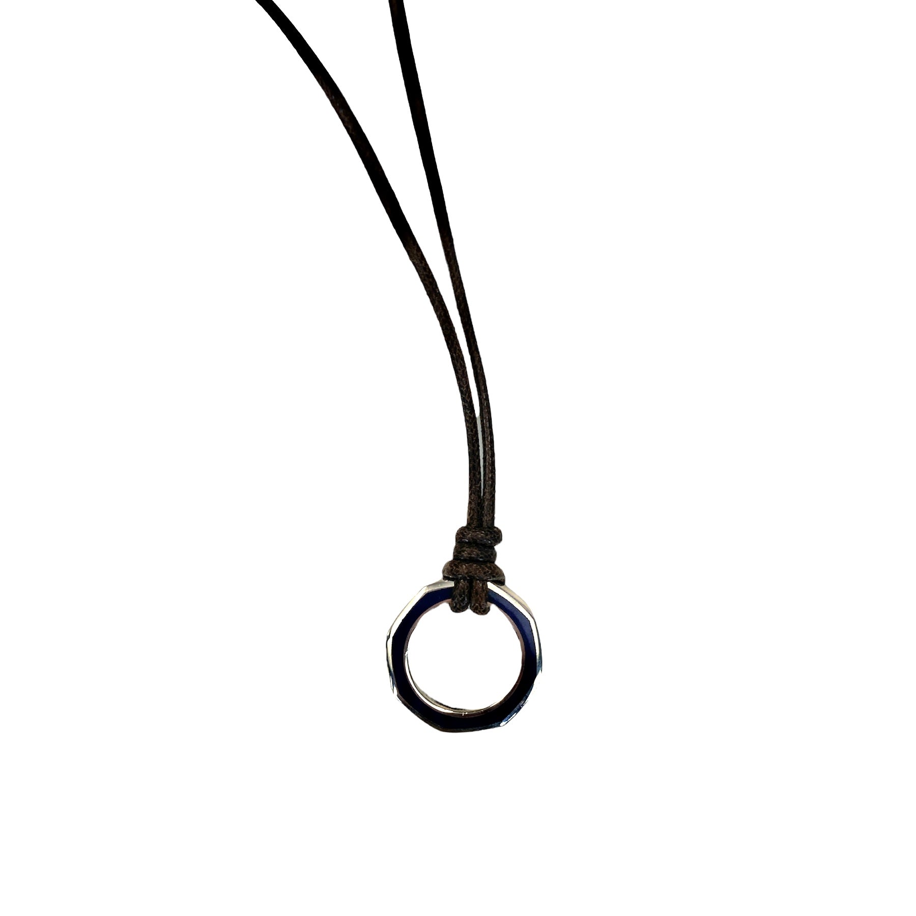 D'AMICO Collana Anella Laccata Blue Navy + Cordone Cerato Testa Moro Online