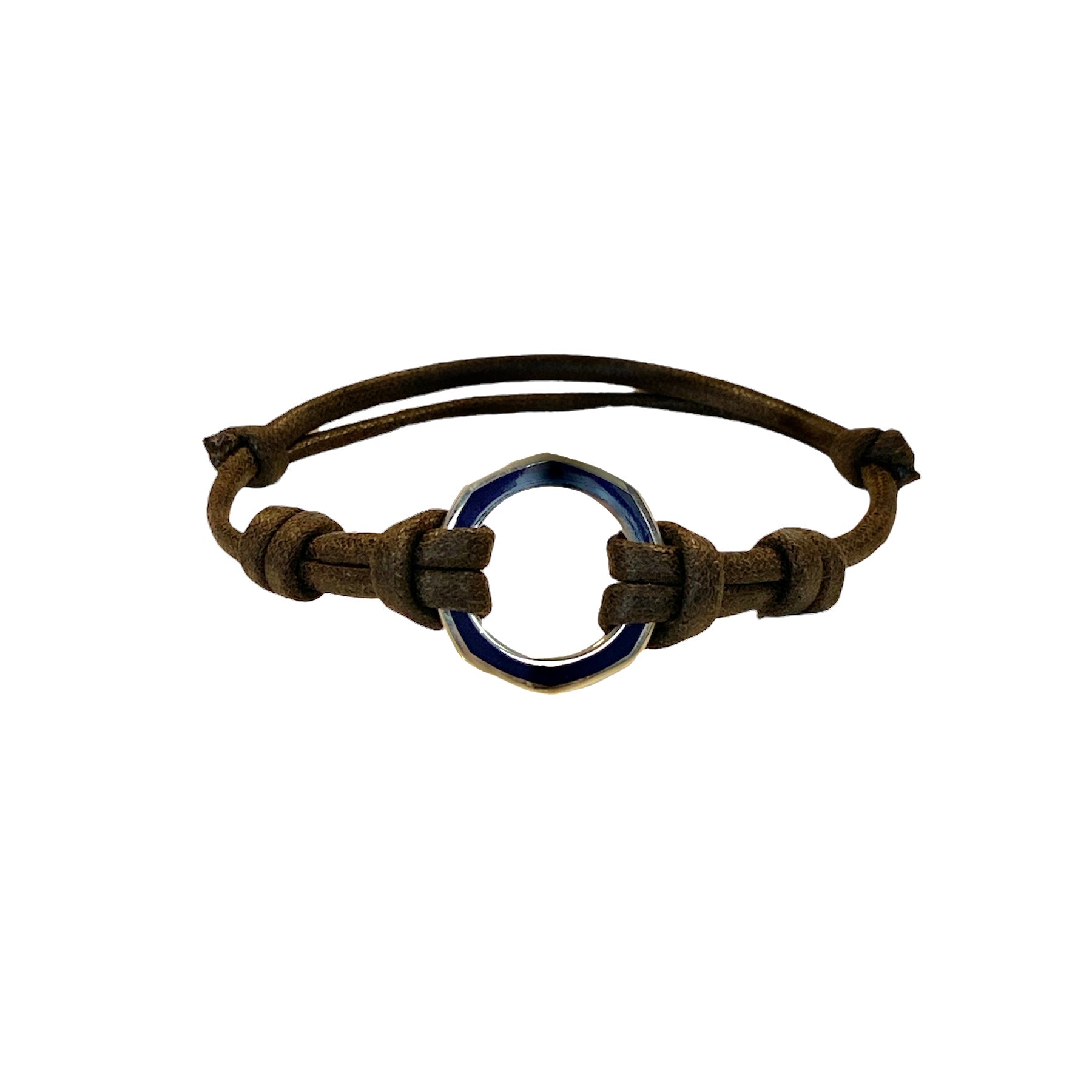 D'AMICO Bracciale Anella Laccata Blu Navy + Cordone Cerato Testa Moro