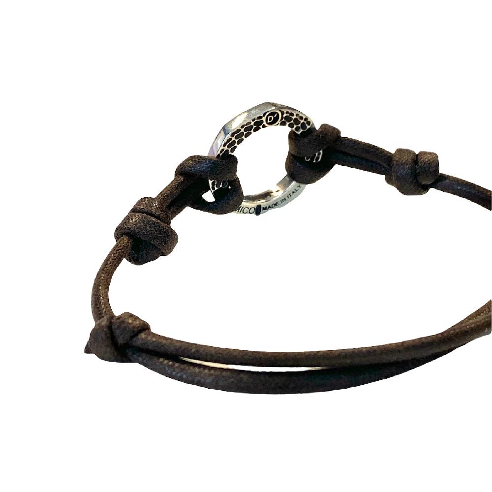 D'AMICO Bracciale Anella Laccata Blu Navy + Cordone Cerato Testa Moro Soddisfazione Garantita