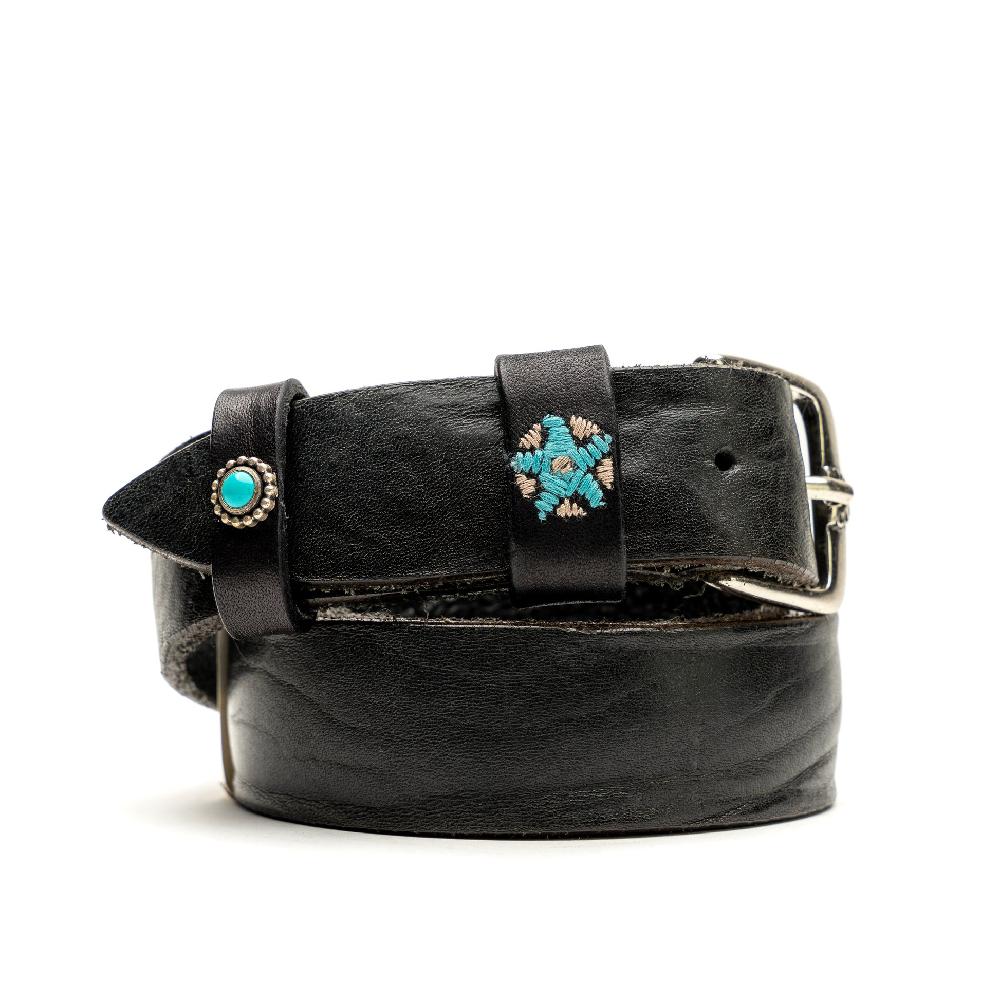 D'AMICO Cintura Cuoio Vintage Nero Passanti Decorati Affare Del Giorno